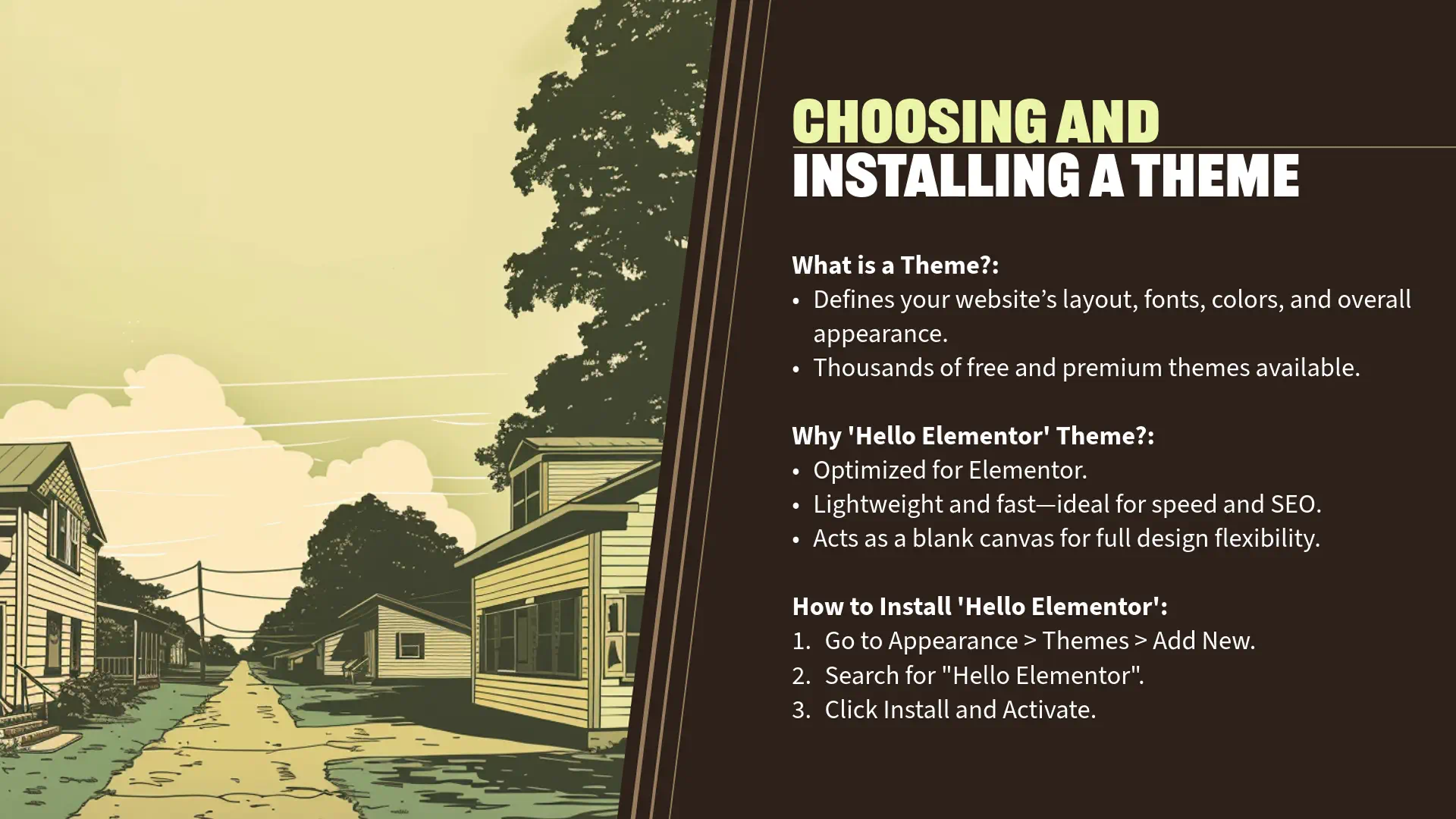 Building Your First Website with WordPress and Elementor: Choosing and Installing a Theme