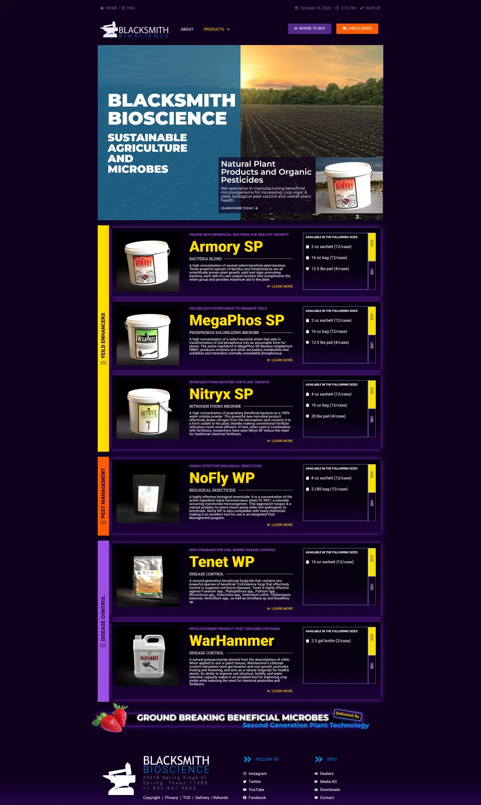 Blacksmith BioScience products webpage.