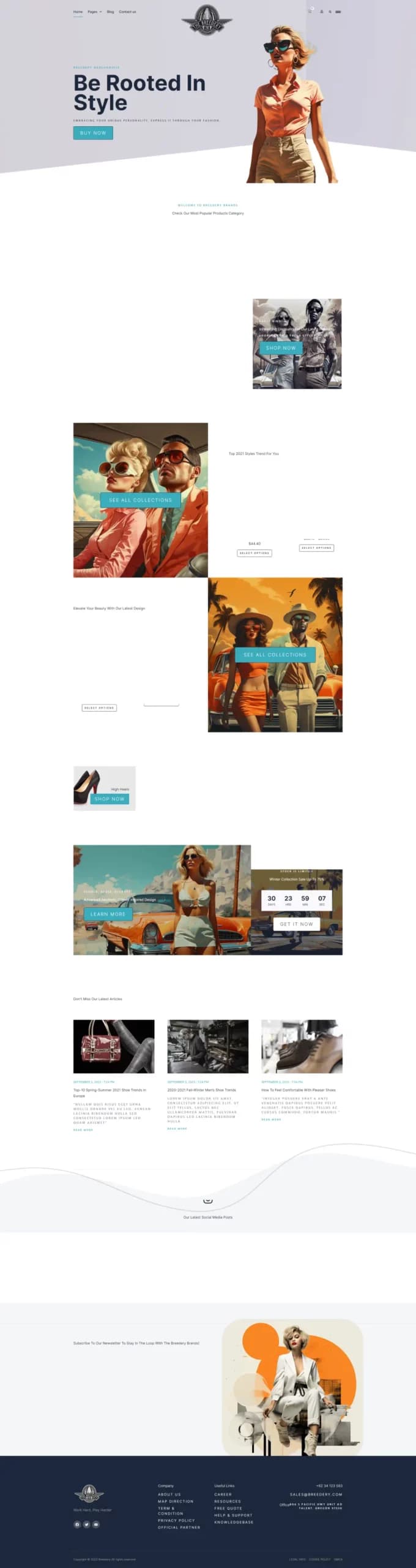 Breedery fashion website with vintage-inspired clothing collections.
