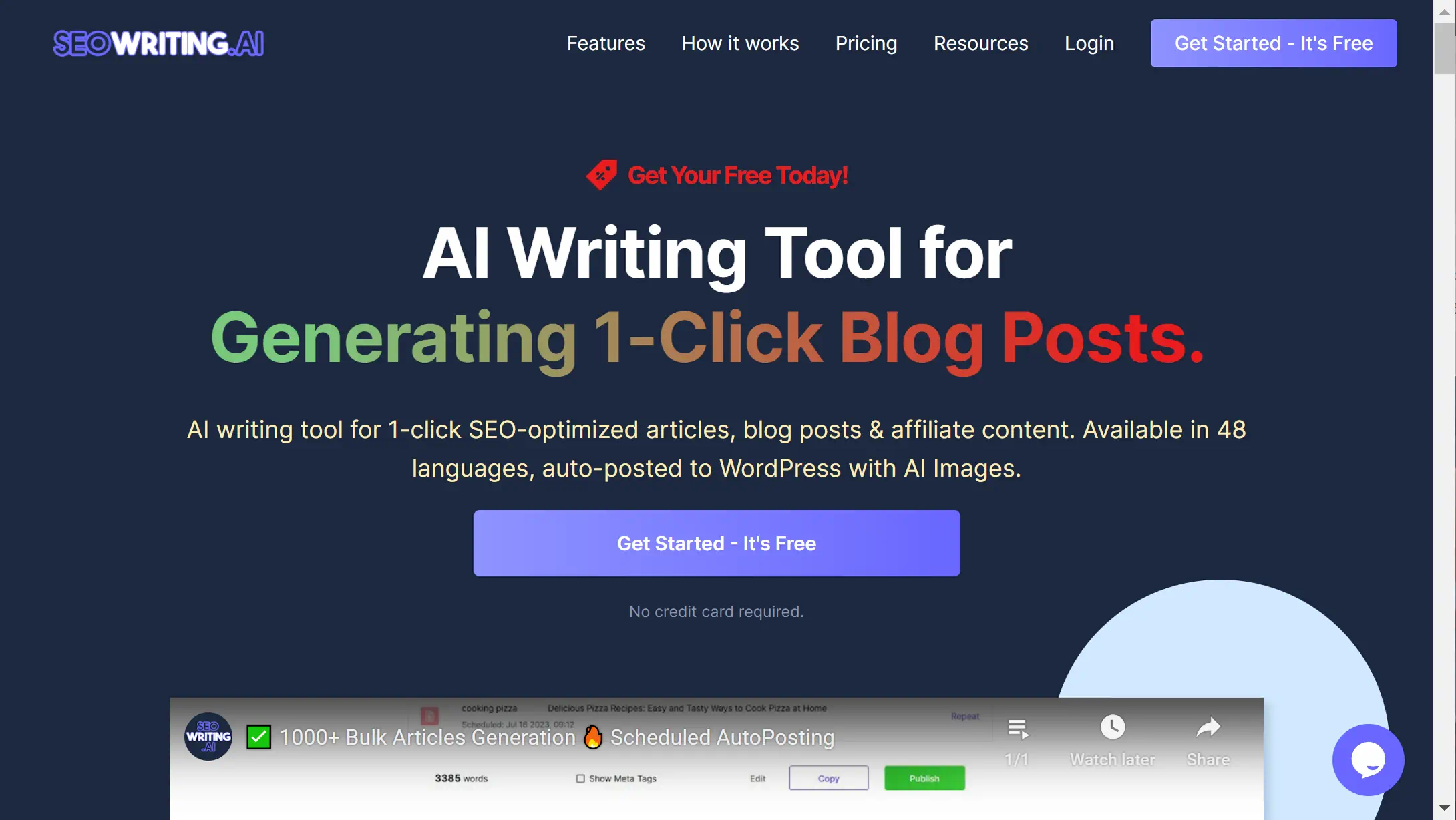 AI-powered blog post generation tool interface.