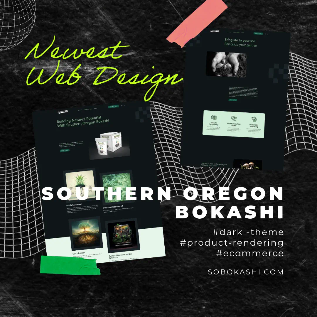 Southern Oregon Bokashi website design collage.