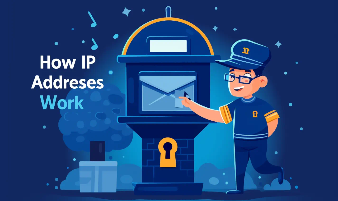 Explainer illustration on how IP addresses function.