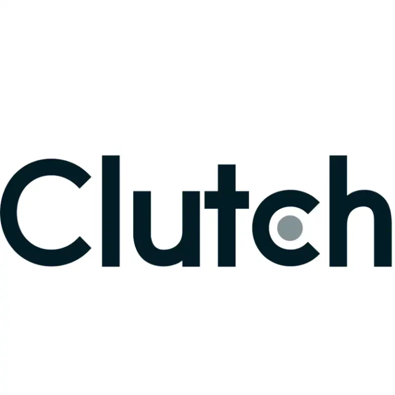 Clutch logo with black text and gray dot