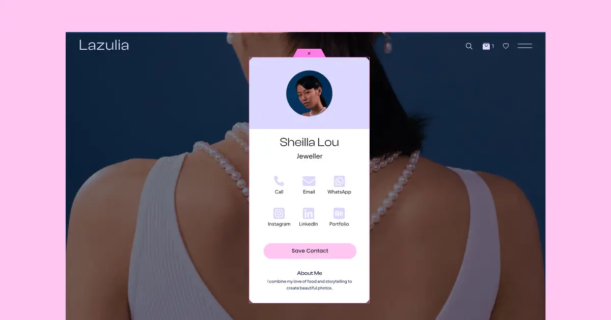 Jeweler profile card with contact options