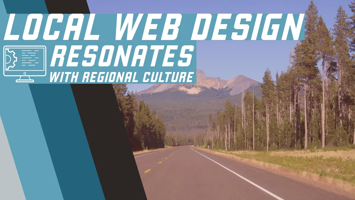 Mountain road scenery promoting local web design services.